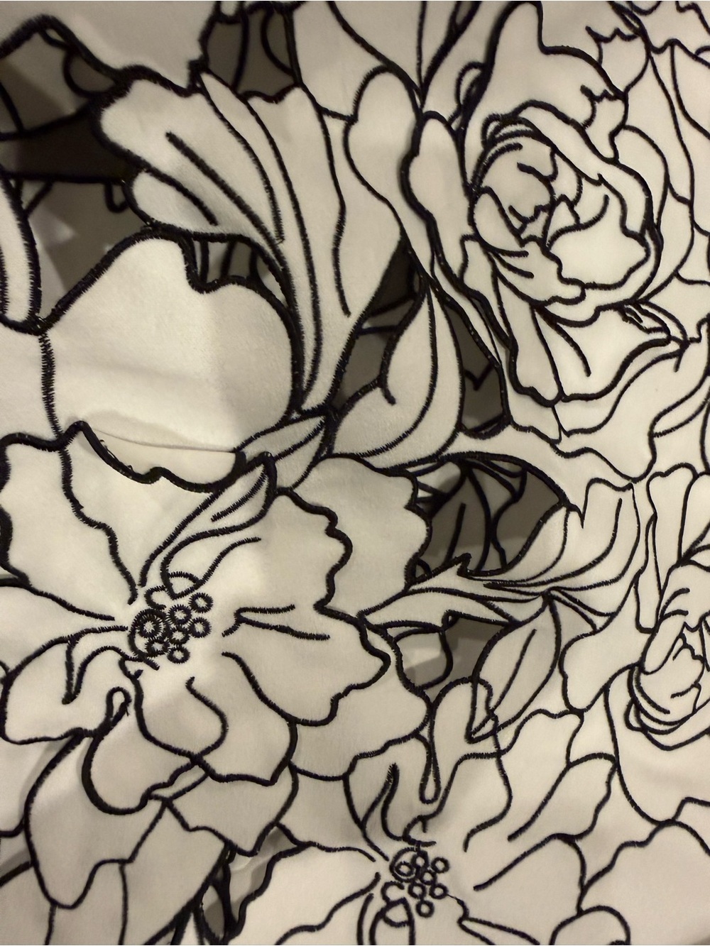 White House Black Market White Strapless Dress with Black Floral Outline - Picture 3 of 3